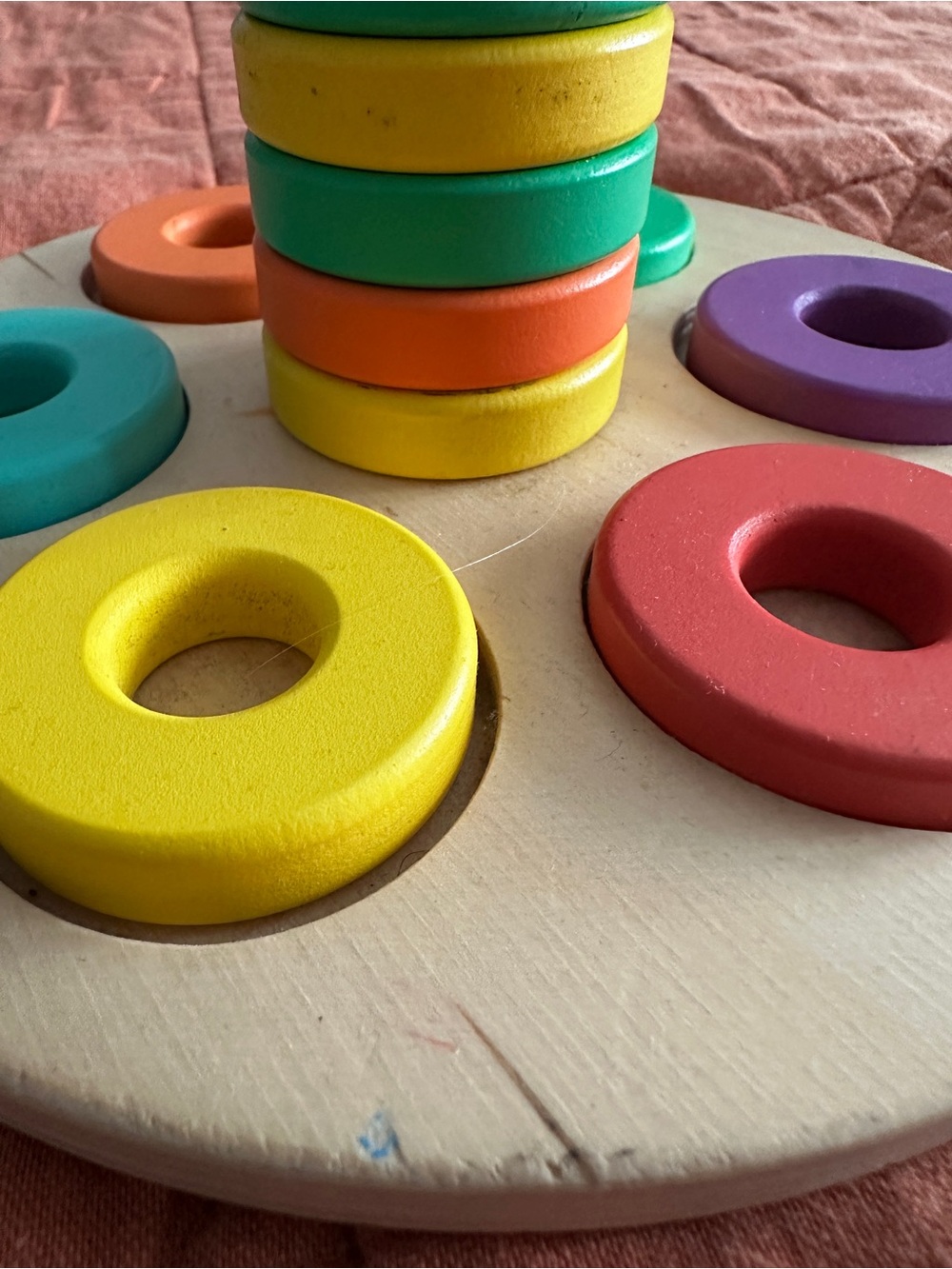 Wooden Color Stacking Ring Toy - Multicolor - Picture 2 of 3